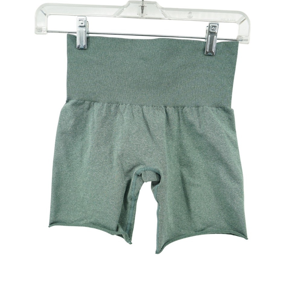NVGTN Seamless Shaping Gym Shorts Womens XS Green High Waist Yoga Biker Athletic